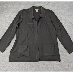 Exclusively Misook Cardigan Womens 2X Black Open Front Knit Blazer Career
